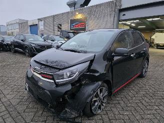 krockskadad bil auto Kia Picanto 1.2 GT-Line Led Navi Camera Keyless Leder Lane-Assist Acc Ecc Stoelverw. Stuurverw. 2021/11