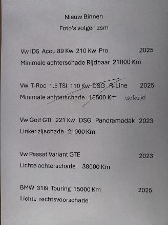 Vaurioauto  passenger cars Volkswagen ID.5 Pro  89 Kw/h. 210 Kw 2025/2