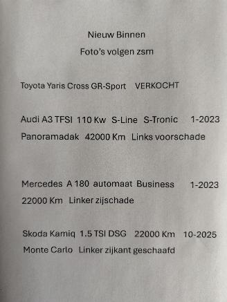 Auto incidentate Audi A3 TFSi 150 Pk Sportback S-Line Panoramadak 2023/2