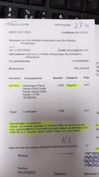 Vrakbiler auto Volkswagen Passat Passat Variant (3G5) Combi 1.6 TDI 16V (DCXA) [88kW]  (08-2014/11-2020=
) 2015/7